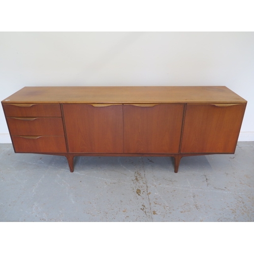 637 - A H McIntosh & Co Ltd teak sideboard with three drawers and three cupboard doors - Height 74cm x 201... 