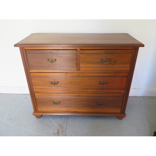 638 - A circa 1900's satinwood chest of two over three drawers on bun feet - Height 92cm x 111cm x 45cm - ... 