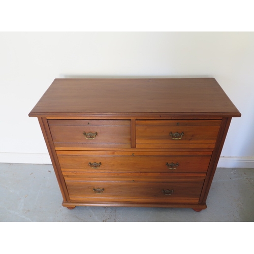 638 - A circa 1900's satinwood chest of two over three drawers on bun feet - Height 92cm x 111cm x 45cm - ... 