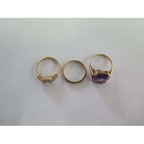 82 - Three 9ct yellow gold dress rings sizes L - total weight approx 8.4 grams