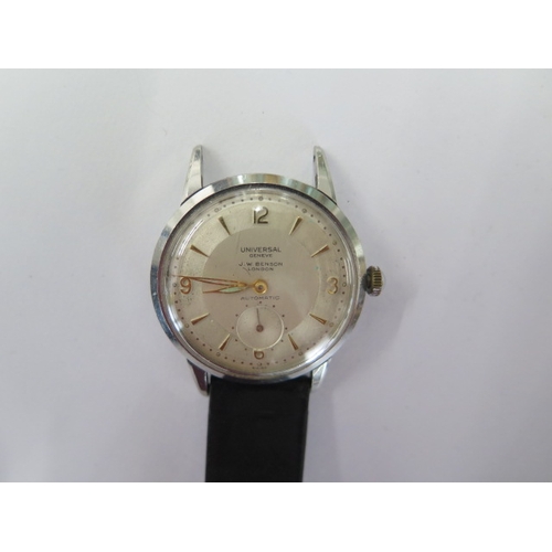 10 - A stainless steel Universal Automatic JW Benson gents wristwatch no 20005/1 1650068 part strap, gene... 