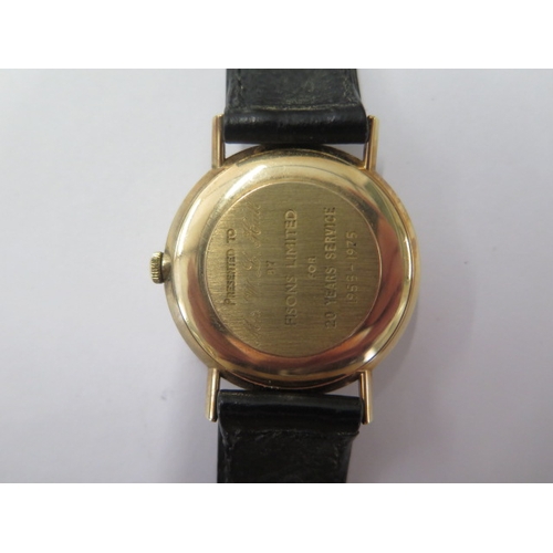 15 - An Omega 9ct yellow gold manual wind presentation wristwatch - 32mm case - running, some scratches -... 