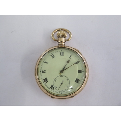 26 - A gold plated top wind pocket watch with Syren movement - 50mm case - slight flaking to dial but in ... 