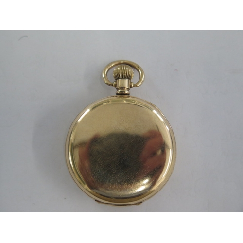26 - A gold plated top wind pocket watch with Syren movement - 50mm case - slight flaking to dial but in ... 