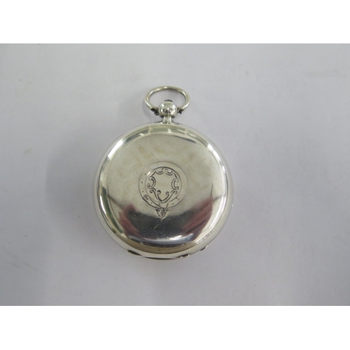 29 - A silver top wind pocket watch - 53mm case - generally good, running order