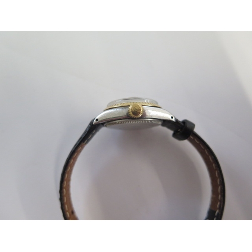 34 - A ladies Tudor Rolex Princess Oysterdate Rotor self winding bi metal wristwatch on leather strap - 2... 