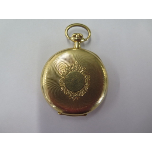 39 - A Longines 18ct yellow gold pocket watch - Longines, three star, fully jewelled lever movement, cut ... 