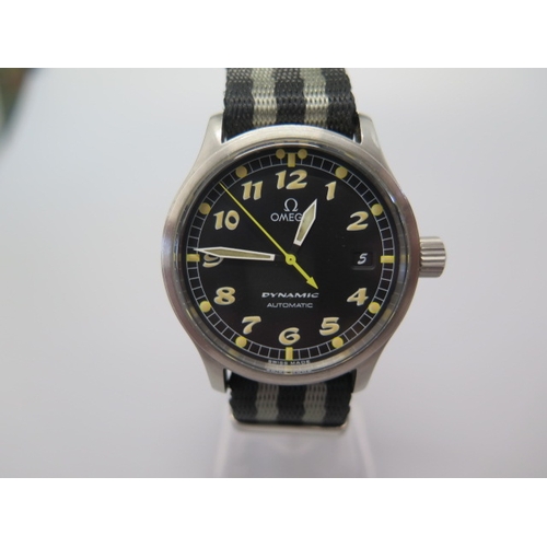 6 - An Omega Military Dynamic Automatic stainless steel wristwatch with black dial and date - 36mm case ... 