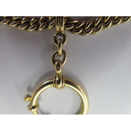 63 - An 18ct yellow gold double Albert watch chain - two row yellow curb chain, 4.6mm wide, non graduated... 