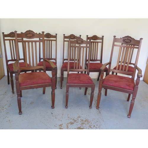 563 - A set of eight early 1900's mahogany dining chairs including two carvers with drop in seats - Height... 