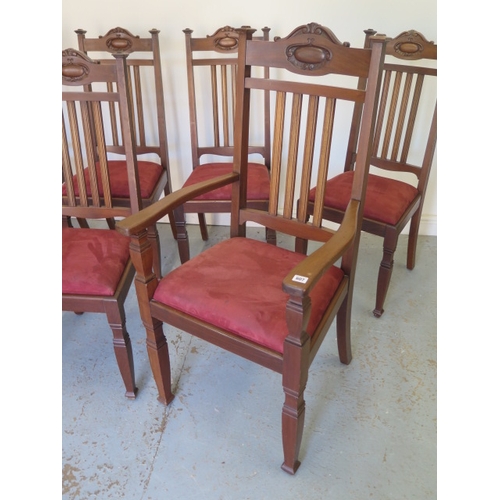 563 - A set of eight early 1900's mahogany dining chairs including two carvers with drop in seats - Height... 