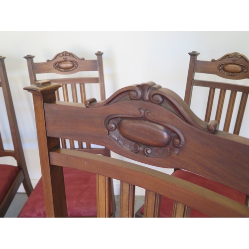 563 - A set of eight early 1900's mahogany dining chairs including two carvers with drop in seats - Height... 