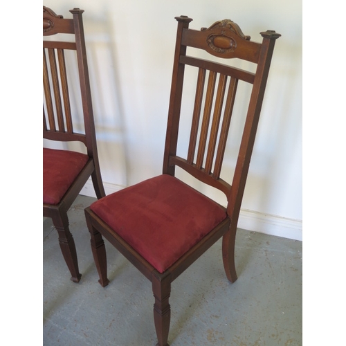 563 - A set of eight early 1900's mahogany dining chairs including two carvers with drop in seats - Height... 