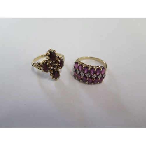 111 - Two 9ct yellow gold rings sizes N and O/P - total weight approx 7.8 grams - both good