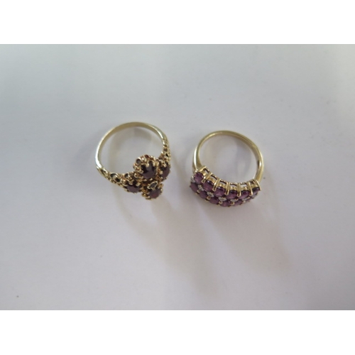 111 - Two 9ct yellow gold rings sizes N and O/P - total weight approx 7.8 grams - both good