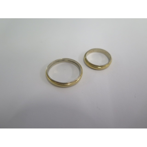 125 - Two yellow and white metal band rings sizes P and H - approx weight 5.7 grams