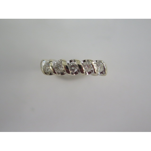 127 - An 18ct yellow gold five stone diamond ring - head size approx 20mm x 5mm - ring size approx L - dia... 