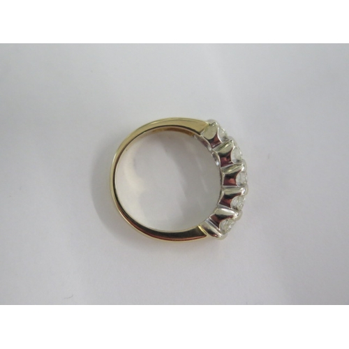 127 - An 18ct yellow gold five stone diamond ring - head size approx 20mm x 5mm - ring size approx L - dia... 