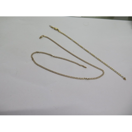 136 - A 9ct yellow gold 40cm necklace - 4 grams - and an 18ct bracelet (broken) - approx weight 3.7 grams