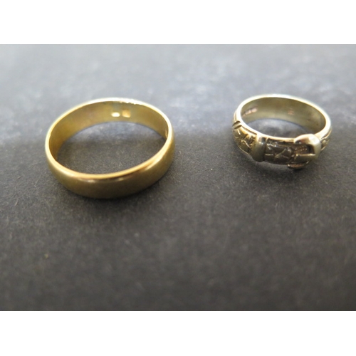 161 - A wedding ring, tests to 22ct - approx weight 6.2 grams - ring size U - and a 9ct gold ring - approx... 