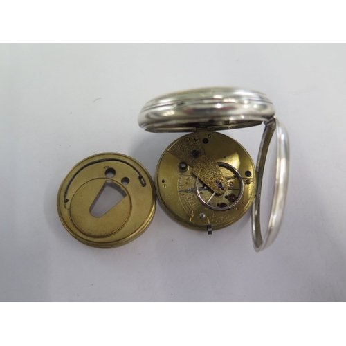 30 - A silver key wind pocket watch - 50mm case - not currently running, overall good condition