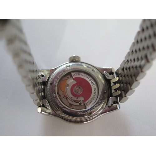 32 - An Oris bi metal Automatic pointer date gents wristwatch 7551 23-09593 reverse exposed movement - 35... 