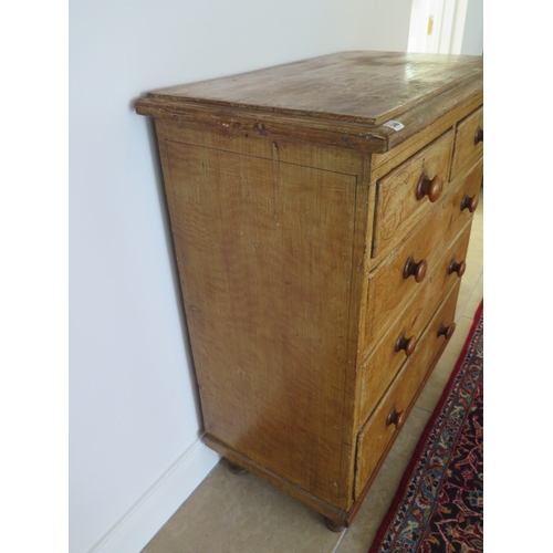 546 - A Victorian five drawer pine chest of drawers with original grained finish - Height 107cm x 92cm x 4... 