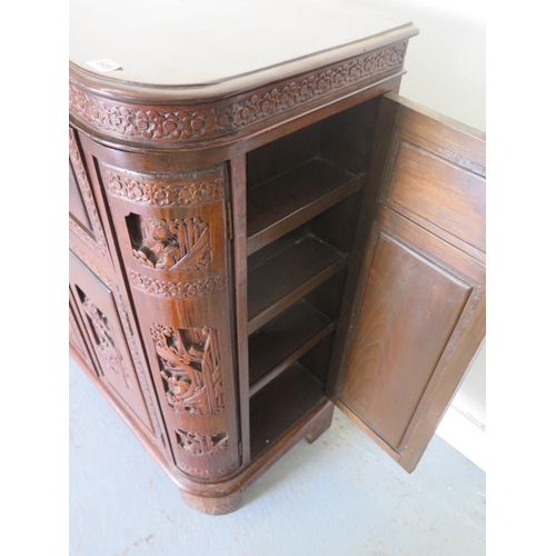 549 - A carved Chinese drinks cabinet with a fitted interior - Height 98cm x 84cm x 40cm