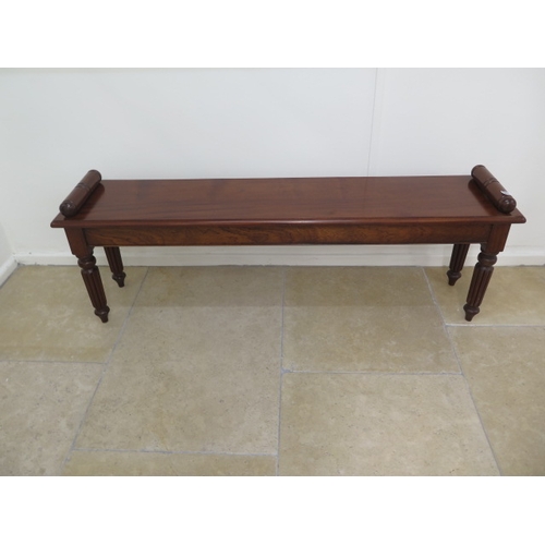 551 - A mahogany window seat on turned reeded legs - made by a local craftsman to a high standard - Height... 