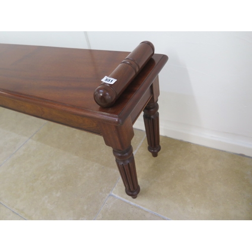 551 - A mahogany window seat on turned reeded legs - made by a local craftsman to a high standard - Height... 