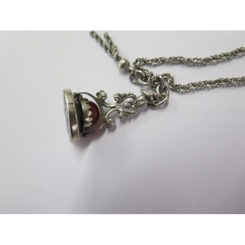 66 - A white metal fob on a 66cm chain