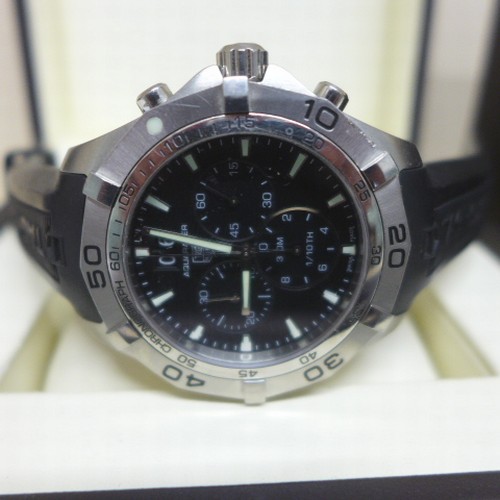 5 - A Tag Heuer Aquaracer Divers stainless steel gents chronograph wristwatch on a black rubber strap - ... 