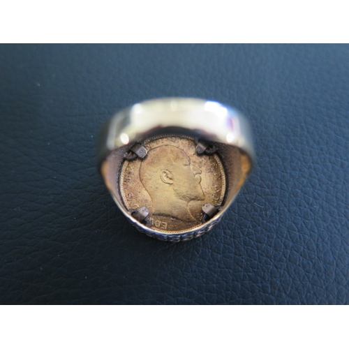 1 - A gents 9ct gold 1905 sovereign ring size Z  - approx weight 16 grams