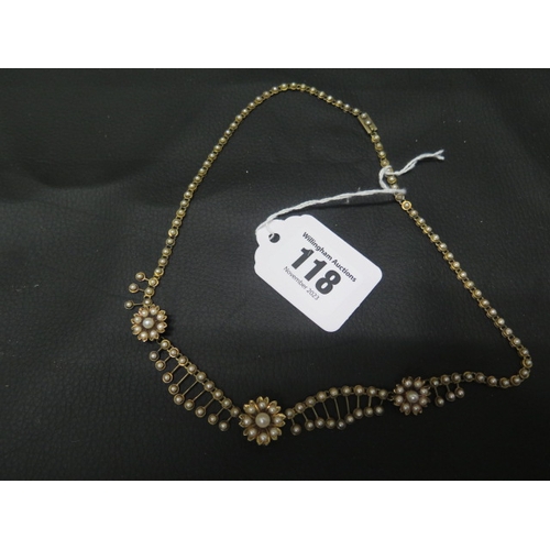 118 - A 9ct yellow gold - unmarked but tested -  necklace with pearls - approx 44cm - weight approx 20.8 g... 