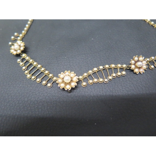 118 - A 9ct yellow gold - unmarked but tested -  necklace with pearls - approx 44cm - weight approx 20.8 g... 