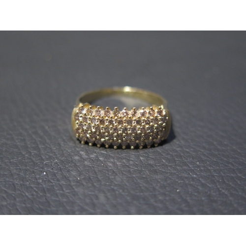 120 - A 9ct yellow gold five row diamond cluster ring - head size approx 20mm x 9mm - ring size approx S -... 