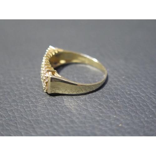 120 - A 9ct yellow gold five row diamond cluster ring - head size approx 20mm x 9mm - ring size approx S -... 