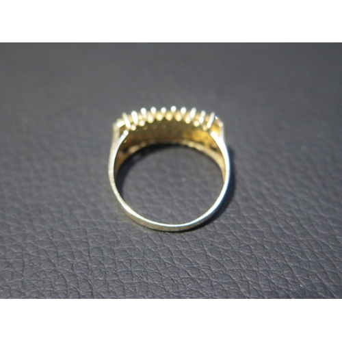 120 - A 9ct yellow gold five row diamond cluster ring - head size approx 20mm x 9mm - ring size approx S -... 