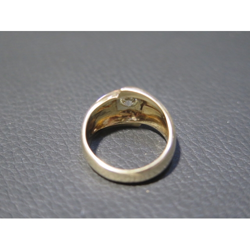 123 - A 14ct yellow gold diamond solitaire ring, diamond approx 0.5ct, ring size approx N - diamond is bri... 