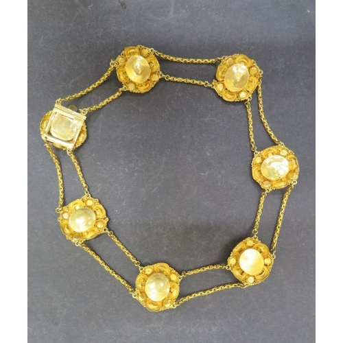 133 - A stunning high grade (tested) possibly 22ct yellow gold necklace set with turquoise probably from M... 