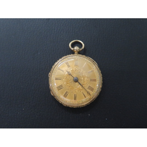 161 - An 18ct yellow gold fob watch, double cased front opening and finely chased 'Williams & Clapham, 14 ... 