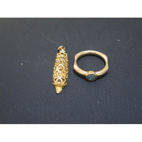 188 - A 9ct yellow gold drop pendant and ring size O - weight approx 8 grams