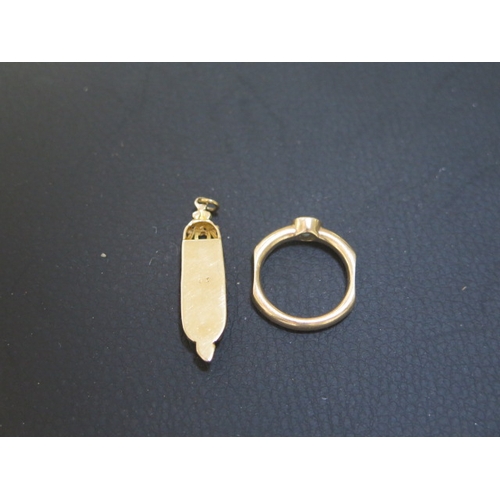 188 - A 9ct yellow gold drop pendant and ring size O - weight approx 8 grams