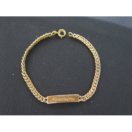 208 - An 18ct yellow gold child's name bracelet (unmarked but tested) approx 15cm - weight approx 4.1 gram... 