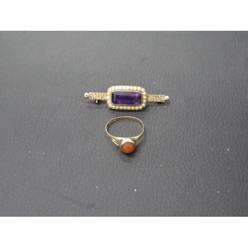 211 - An 18ct yellow gold ring with carnelian size Q/R - weight approx 2.6 grams together with a Victorian... 