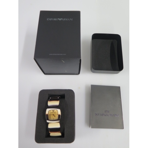 270 - A ladies Emporio Armani quartz wristwatch - agate pattern acrylic bracelet strap and case - approx 2... 