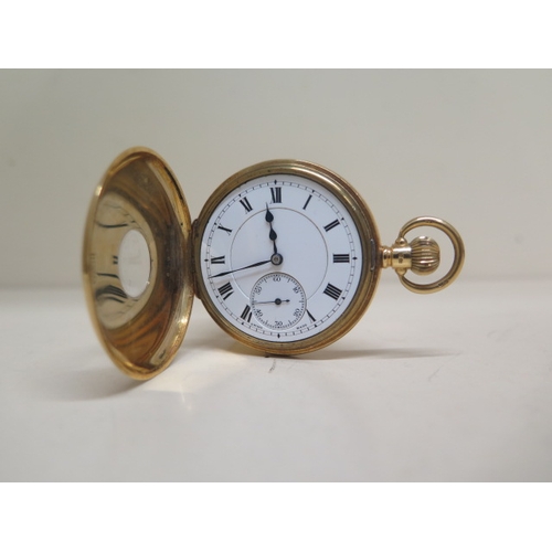 271 - An 18ct gold pocket watch - in working order - with a second hand, hallmarked 18ct - the backplate h... 