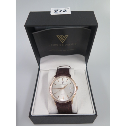 272 - A Louis de Valois gents automatic wristwatch - 25 jewel movement, rose gold coloured case approx 40m... 