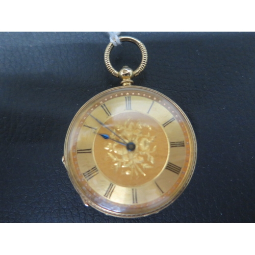 273 - A French 18ct yellow gold fob watch, finely chased - approx 3.5cm - weight approx 30 grams