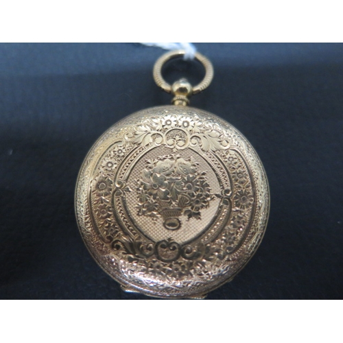 273 - A French 18ct yellow gold fob watch, finely chased - approx 3.5cm - weight approx 30 grams